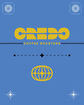 CREDO Coffee Roasters logo on a blue background